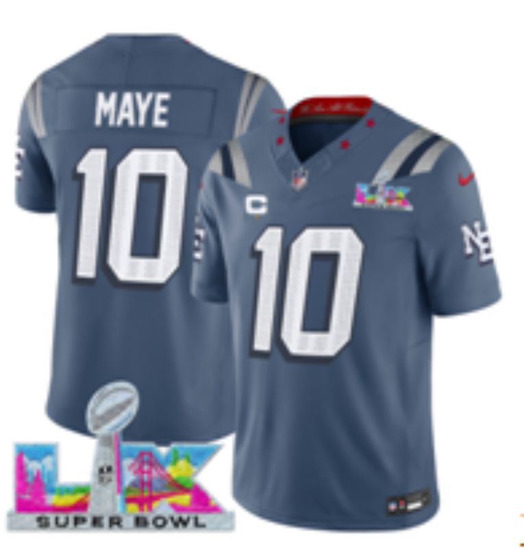 Men 2026 New England Patriots #10 Maye Blue Super Bowl Nike Limited NFL Jersey style 07->more jerseys->MLB Jersey